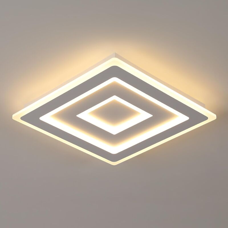 Plafonnier led Carré Moderne, 52W Lampe de Plafond led, Acrylique Luminaire Plafonnier Intérieur Blanc pour Chambre à Coucher, Salon, Couloir,
