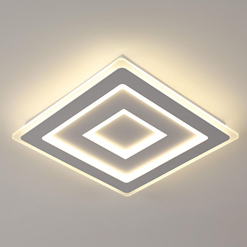 Plafonnier led Carré Moderne, 52W Lampe de Plafond led, Acrylique Luminaire Plafonnier Intérieur Blanc pour Chambre à Coucher, Salon, Couloir,