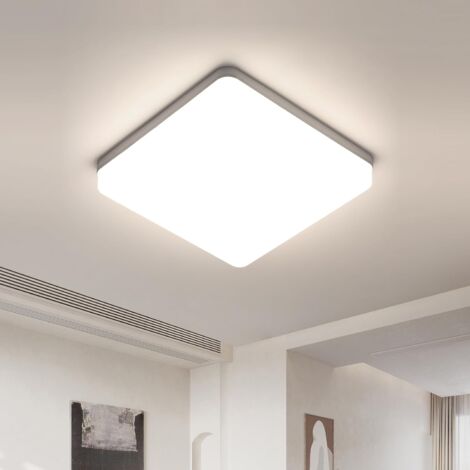 GOECO Carré, Lampe de Plafond LED, IP44 Plafonnier LED, Luminaire Plafonnier Applicable à Salle De Bain, Salon, Cuisine, Chambre, Couloir, Balcon 24W 6500K （18x18CM）