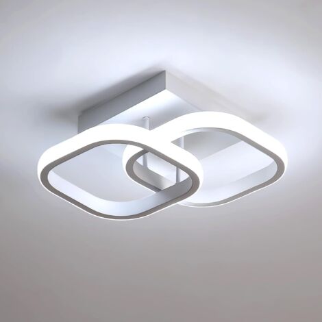 Plafonnier LED carré moderne, luminaire de couloir réglable à trois couleurs, convient aux couloirs, cuisines et bureaux (blanc, 1 unité).