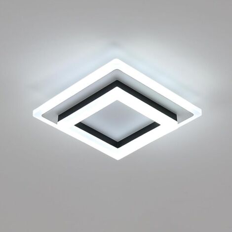 Plafonnier LED carré noir 24W, plafonnier LED blanc froid moderne, convient aux chambres, salons, couloirs et bureaux, lumière blanche froide 6500K.