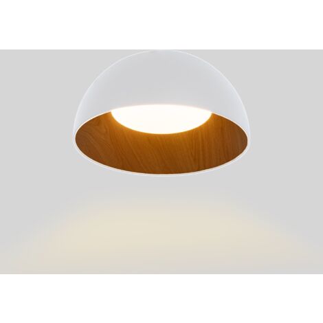 Plafonnier LED CCT 12W - Effet bois - ø35cm - Blanc