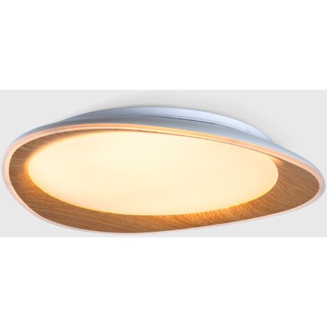 Plafonnier LED CCT 24W - Effet bois - Ø45cm