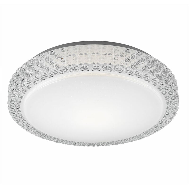 Plafonnier LED CCT plafonnier lampe de salon lampe de salon, cristaux ciel étoilé, acier, 22W 1980lm 3000K, D x H 40 x 11 cm