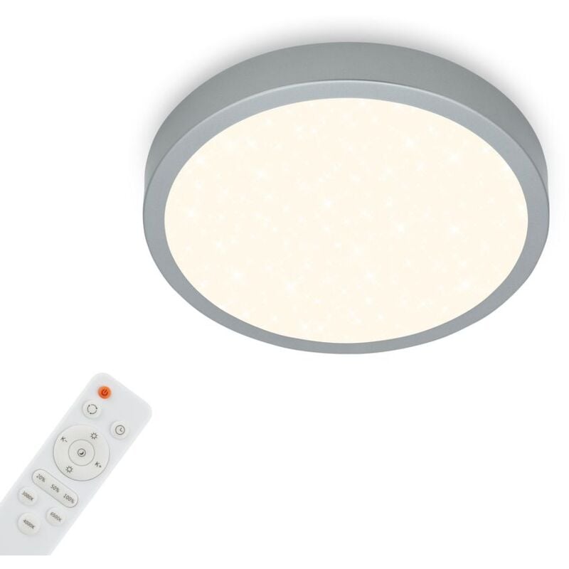 Plafonnier led Ciel étoilé dimmable Télécommande argenté Ø28cm Brilo ner