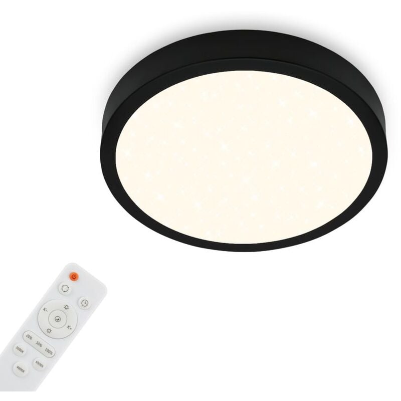 Plafonnier led Ciel étoilé dimmable Télécommande noir Ø28cm Brilo ner