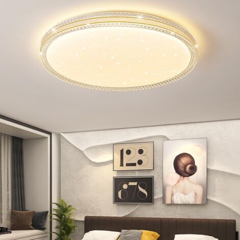 Plafonnier LED cristal 48 W, plafonnier LED moderne, lustre LED rond à économie d'énergie, lumière blanc chaud 3000 K, φ40 cm
