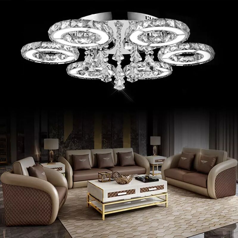 Plafonnier led Cristal 88w Dimmable Lamps 78cm Warm Light Cool Light, Chandelier Pendentifs