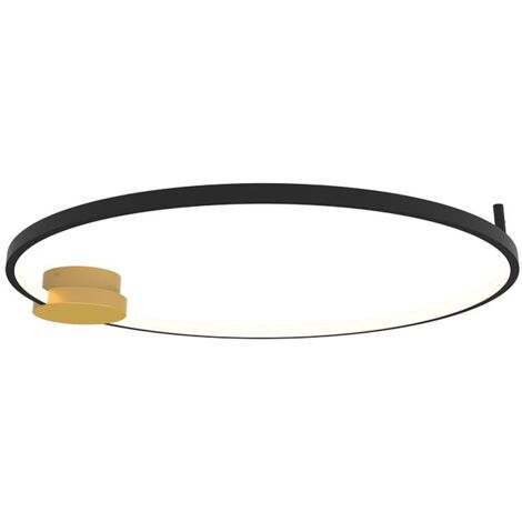 Plafonnier LED D800 32W Variable Noir Mat et Doré Zambelis - Blanc chaud - 3000K