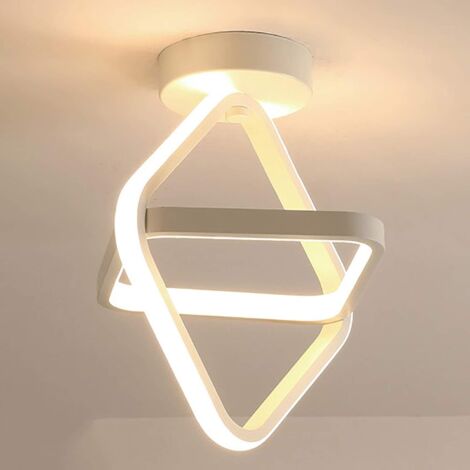 Plafonnier LED de style minimaliste pour chambres, escaliers, balcons et entrées – Globe carré blanc à trois couleurs changeantes