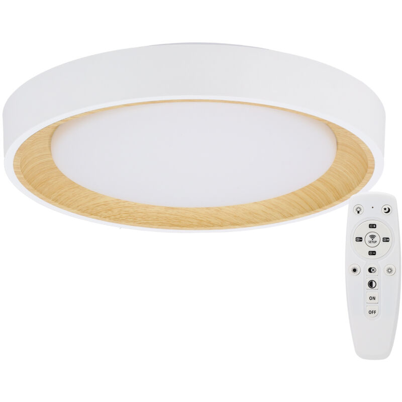 Plafonnier LED décoratif 30 W CCT 3 000-6 000 °K (Tonalité lumineuse variable) Télécommande Finition blanche Plafonnier LED décoratif 30 W CCT 3 000-6 000 °K (Tonalité lumineuse variable) Télécommande Finition blanche