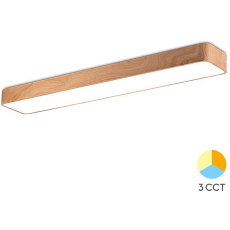 Plafonnier LED Décoratif 45W 3en1 4650lm finition bois
