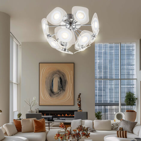 Plafonnier LED design 31,2 watts lumière en verre chromé Globo 40710-13D