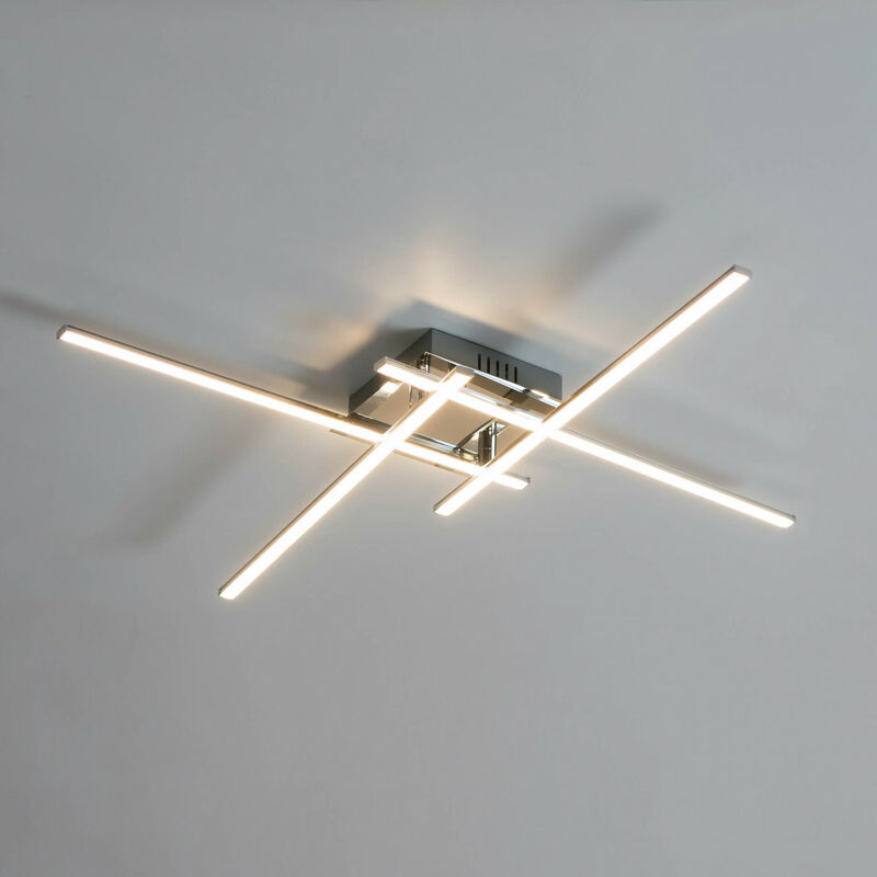 Kosilum - Plafonnier LED design 4 bras chromés - Yuna - Argenté / Chromé