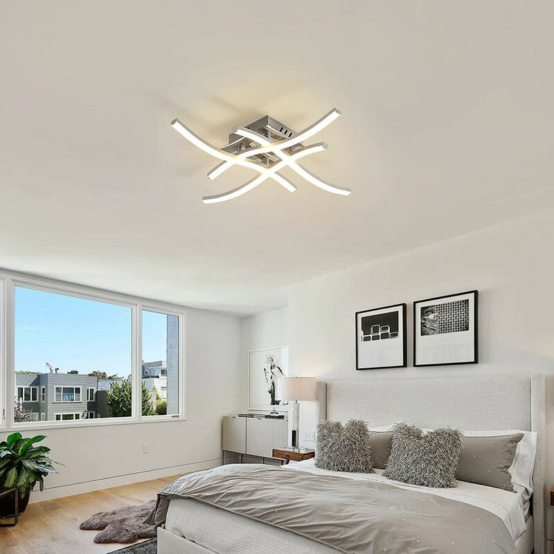 Plafonnier led Design 4 led Lustre Plafond Moderne Eclairage Salon 24 Watt Blanc Chaud