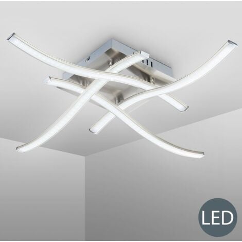 main image of "Plafonnier LED design 4 LED lustre plafond moderne éclairage salon nickel-mate"
