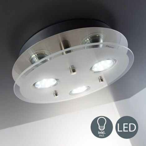 Plafonnier LED design chambre métal verre carré 3x GU10 lustre plafond