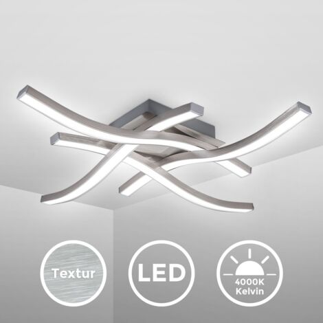 Plafonnier LED design moderne 17 Watt éclairage plafond salon salle à manger en forme de vague finition aluminium