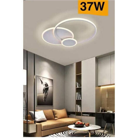 Plafonnier Led Design Moderne 3 Cercles 37 Watts Lumière Froide Naturelle Chaude C32