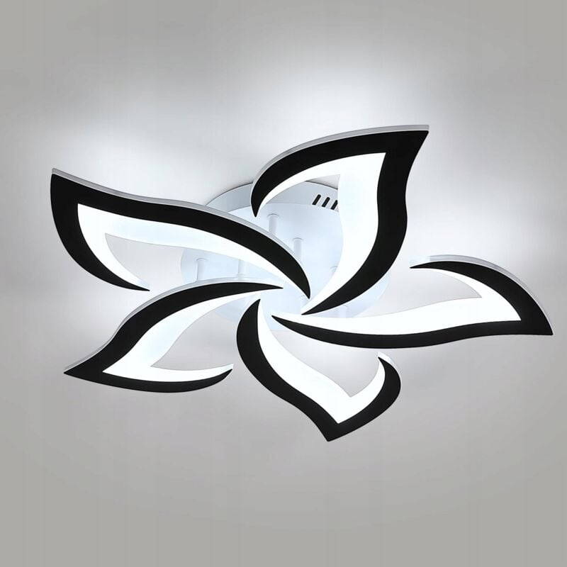 Plafonnier led Design moderne 60W Blanc Froid 6000K Forme de fleur créative Lampe de Plafond Pour salon chambre à coucher salle à manger bureau Noir