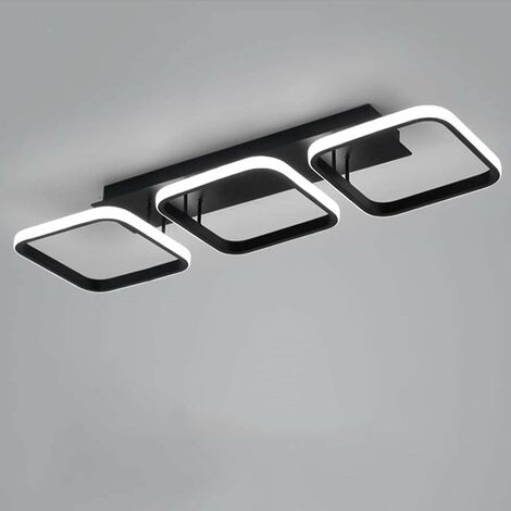 Plafonnier LED Design moderne Blanc Froid 6000K Cercle Carré Lampe de Plafond Pour salon chambre à coucher salle à manger bureau Noir