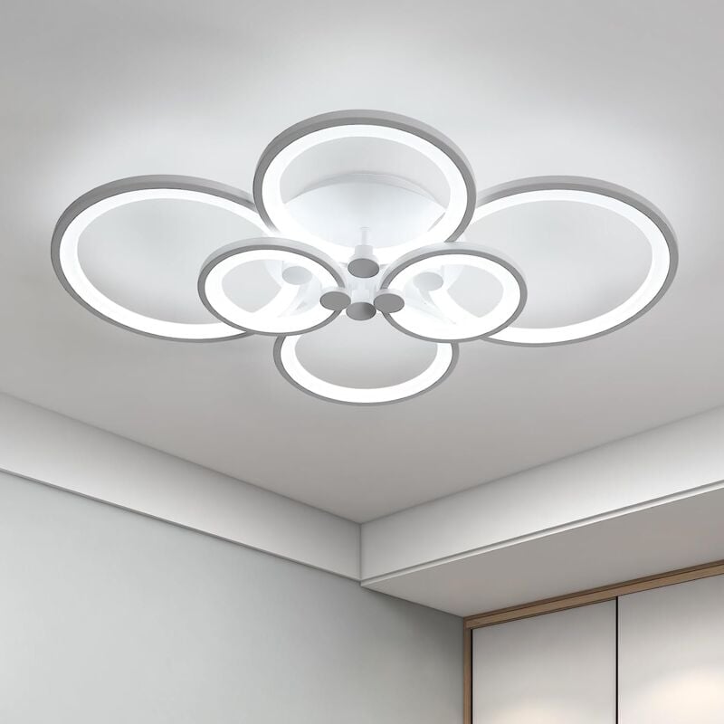 Plafonnier led Design moderne Cercle Anneaux Lampe de Plafond Blanc Froid 6000K Pour salon chambre à coucher salle à manger bureau Blanc
