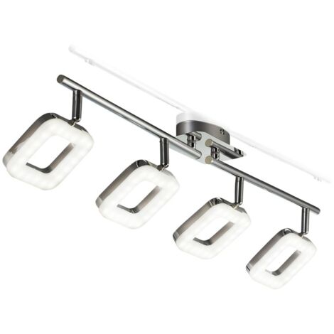 Plafonnier LED design moderne chrome luminaire plafond salon salle à manger 4 spots orientables