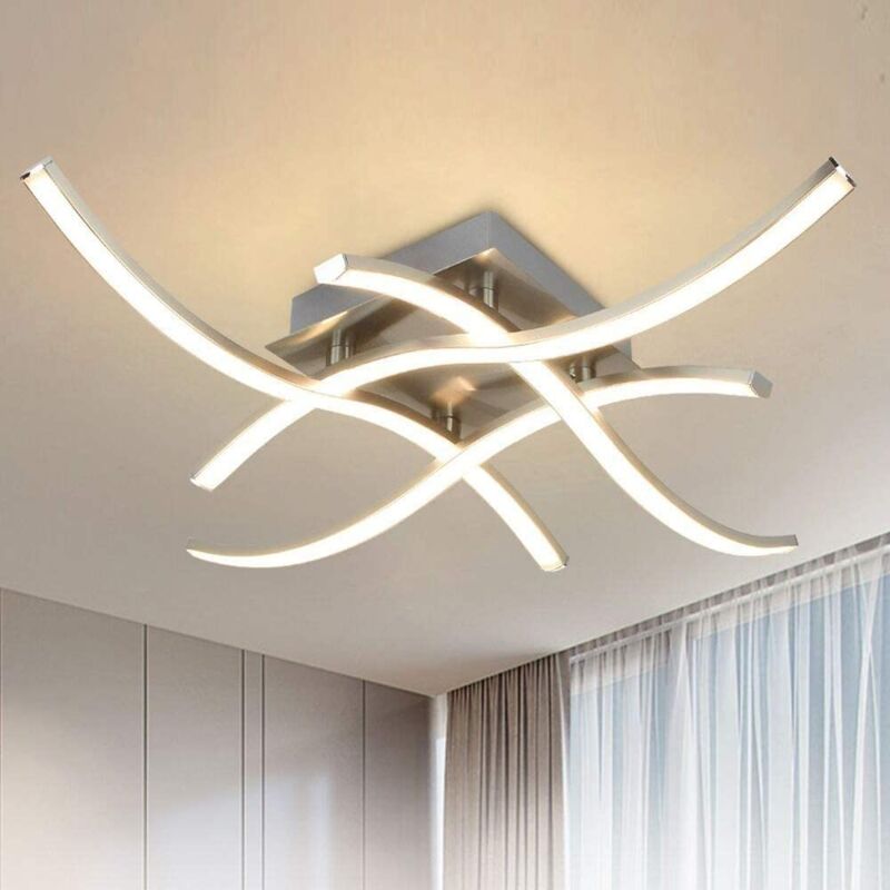 plafonnier LED design moderne, éclairage plafond en forme de vague, modules LED 24W intégrés,IP20,finition aluminium
