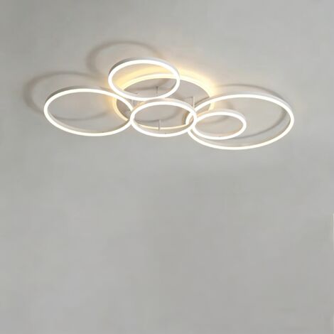 Plafonnier LED design nordique anneau – éclairage dimmable 3 couleurs – lampe de maison moderne,Blanc