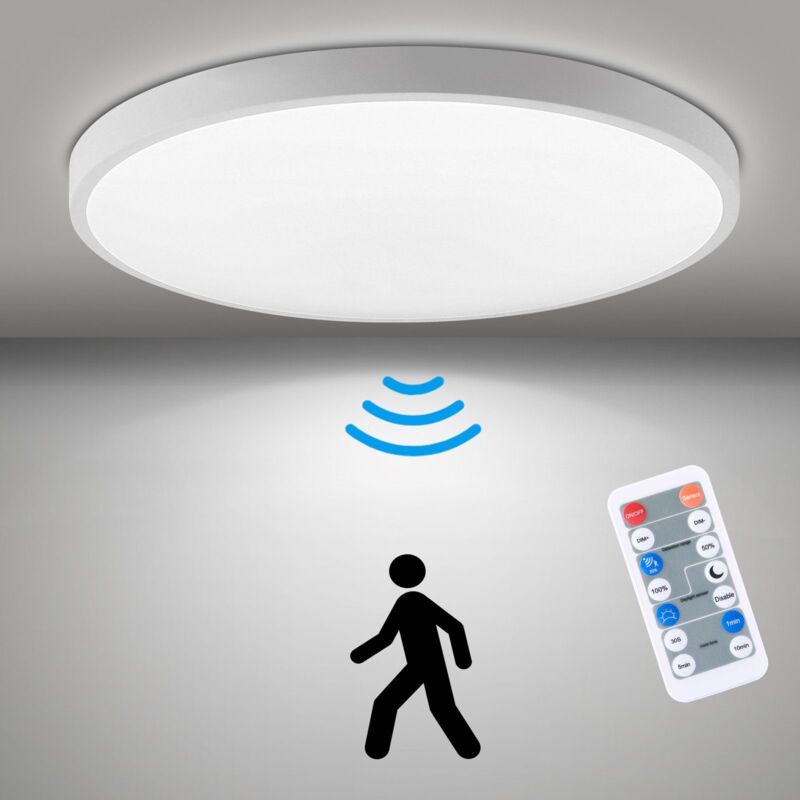 Plafonnier LED Detecteur de Mouvement, 18W Plafonnier avec Télécommande Rond