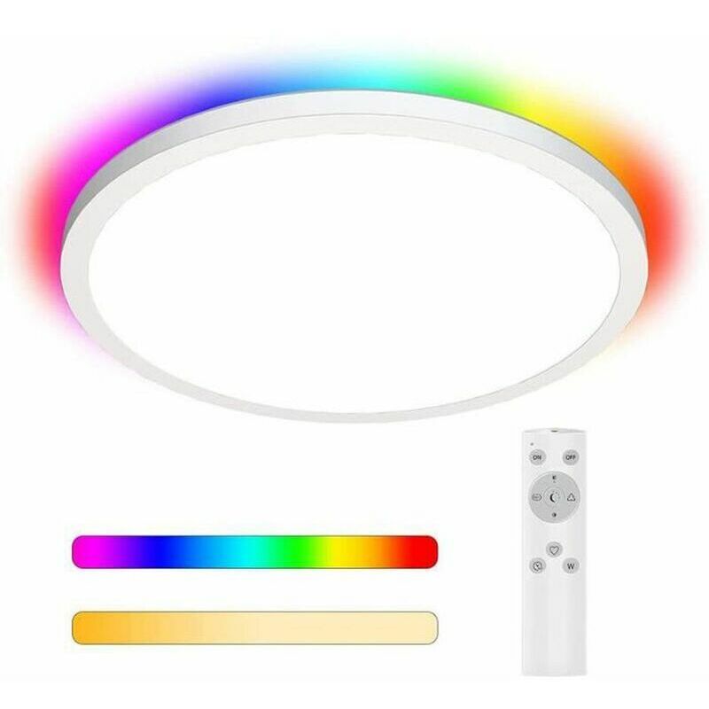 Plafonnier LED dimmable 24W 2200LM Plafonnier rond avec télécommande Température de couleur et luminosité réglables 420×25mm