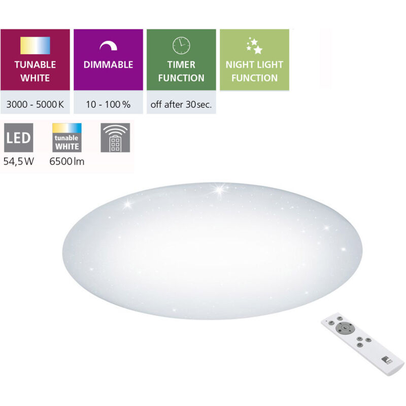 EGLO Plafonnier led dimmable avec t&eacute;l&eacute;commande giron-s 