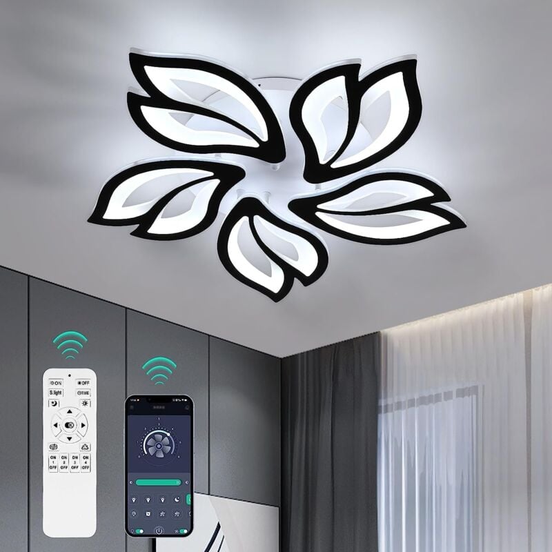 Plafonnier led Dimmable, Creative Fleur de Forme Lampe de Plafond Moderne Lustres led, Luminaire Plafonnier Design de Pétale pour Salon, Chambre,