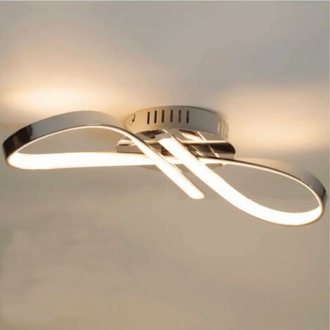 KOSILUM Plafonnier LED dimmable design ruban infini chromé - Acht - Argenté / Chromé