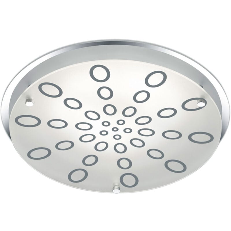 Plafonnier rond en verre, plafonnier à intensité variable, chrome, led 20W 1800Lm blanc chaud, DxH 31,5x7,5 cm