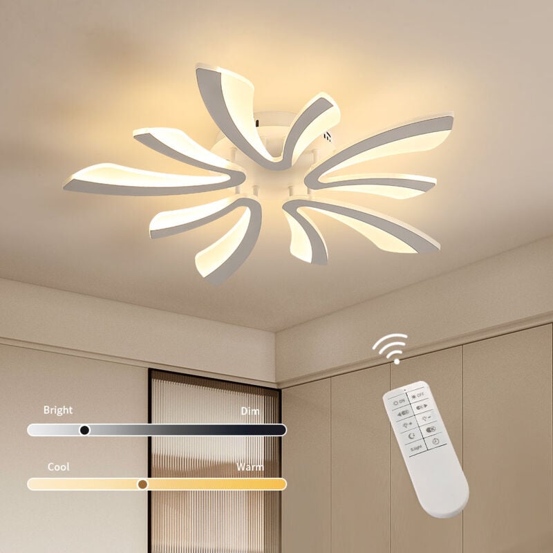 GOECO Plafonnier LED Dimmable, Luminaire Plafonnier Salon Télécommande, 48W 4500LM 3000k-6000k Lampe de Plafond per Chambre Salle à manger
