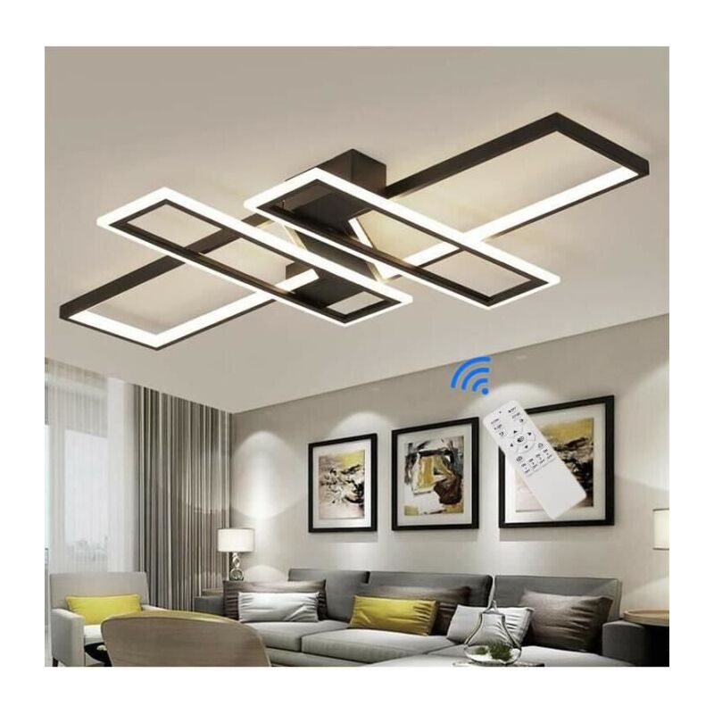 Goeco - Plafonnier Led Dimmable Moderne Rectangle Lampe de Plafond 3000K-6000K Pour salon chambre à coucher salle à manger bureau Noir Goeco - Plafonnier Led Dimmable Moderne Rectangle Lampe de Plafond 3000K-6000K Pour salon chambre à coucher salle à manger bureau Noir
