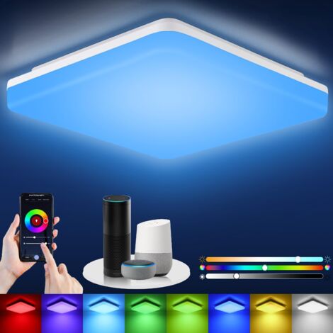 Plafonnier LED Dimmable, RGB Plafonnier LED, Alexa Lampe avec Télécommande
