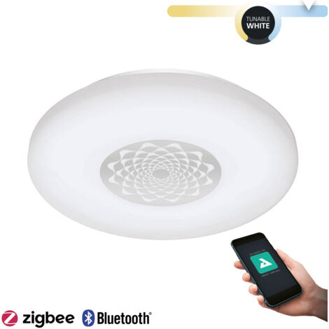 Plafonnier LED dimmable via app Plafonnier CCt Lampe de salon, 15,6W 1600lm blanc chaud - blanc froid, DxH 34 x 7 cm