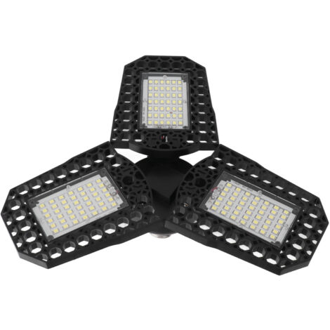 Plafonnier LED E27 60W à Feuilles Pliantes, Lampe Garage Industriel Étanche pour Entrepôt, Usine ou Hangar 85‑265V