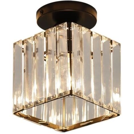 Plafonnier LED - E27 cristal carré luminaire plafonnier - pour salon/salle à manger - Taille: 13x18CM