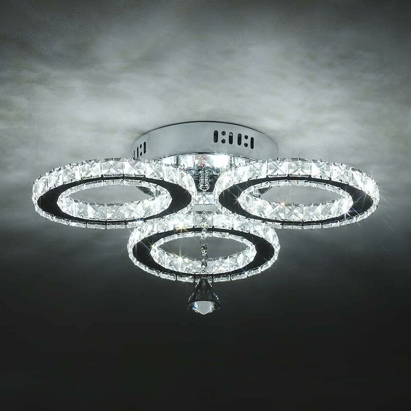 Plafonnier LED en Cristal Moderne, 30W 6000K Diamond Lustres