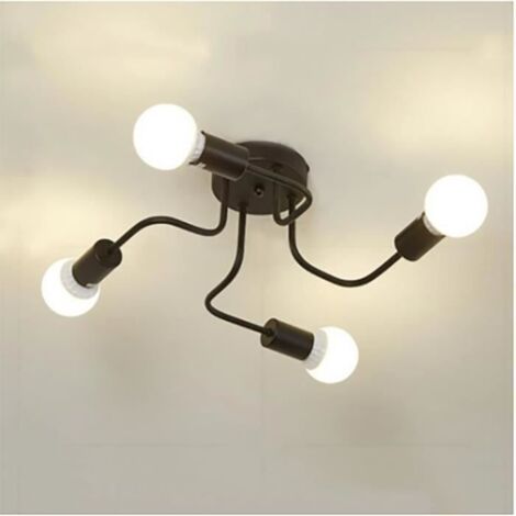 Plafonnier led en fer noir au design moderne, Lustre ampoules E27, éclairage d\'intérieur, luminaire décoratif de plafond