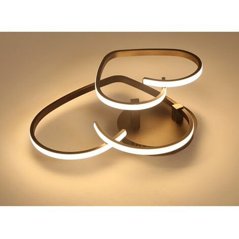 Plafonnier LED en forme de cœur de 55 cm avec cadre café, suspension créative à double cœur, plafonnier pour salon ou chambre à coucher avec télécommande.