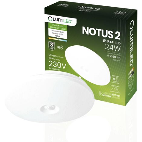 Plafonnier LED en saillie 24 W rond IP44 38 cm avec détecteur de mouvement