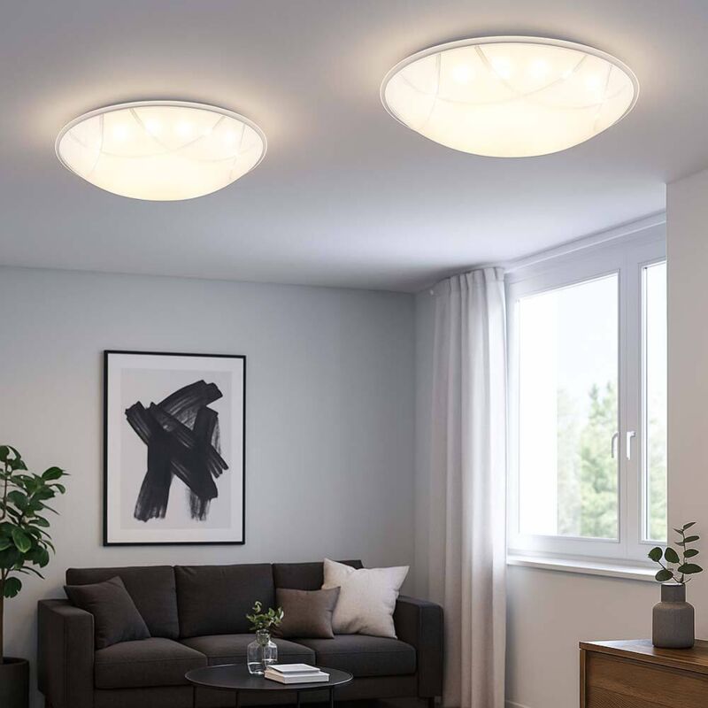 Plafonnier LED en verre moderne pour salon, plafonnier chromé pour couloir, blanc, nickel mat opale, 1x LED 8W 640Lm blanc chaud, D 25 cm, lot de 2