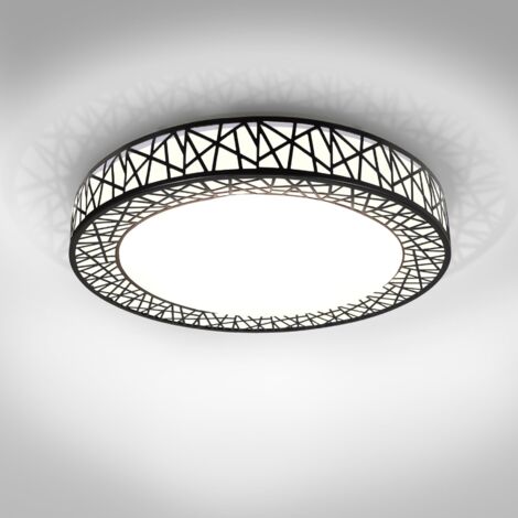 Plafonnier LED encastré de 33 cm, 36 W moderne proche des plafonniers, plafonnier à profil bas 6000 K pour cuisine, chambre, couloir, noir