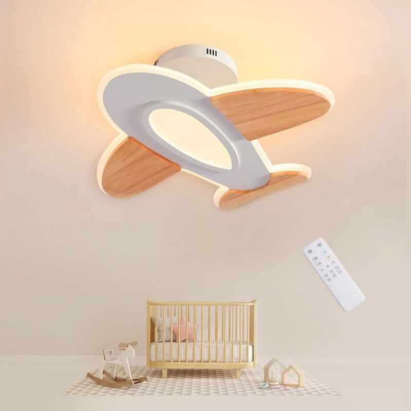 Plafonnier LED enfant, 40W 50cm Plafonnier avion créatif dimmable 3000K-6000K Lampe plafond de chambre à coucher Garçon plafonnier led moderne avec
