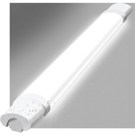 Plafonnier LED étanche 90 cm -ZMH Tube LED 24 W 3 000 lm - Lampe de cave IP65 étanche 5 000 K - Lampe d'atelier - Lampe de baignoire - Lampe étanche pour salon, bureau, cuisine, garage