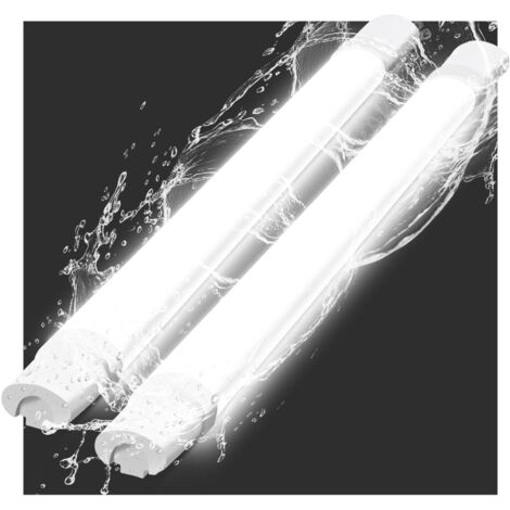 Plafonnier LED étanche 90CM -ZMH Plafonnier LED tube 24W 3000LM Lampe de cave IP65 étanche 5000K Lampe d'atelier Lampe de baignoire Lampe étanche pour salon bureau cuisine garage, 2 pièces